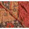 Sanskriti Vintage Sarees Red Hand Beaded Pure Crepe Silk Print Sari Craft Sustainable Fabric