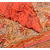 Sanskriti Vintage Sarees Red/Peach Pure Crepe Silk Printed Sari 5yd Craft Sustainable Fabric