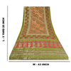 Sanskriti Vintage Sarees Red/Green Hand Beaded Pure Crepe Silk Print Sari Sustainable Fabric