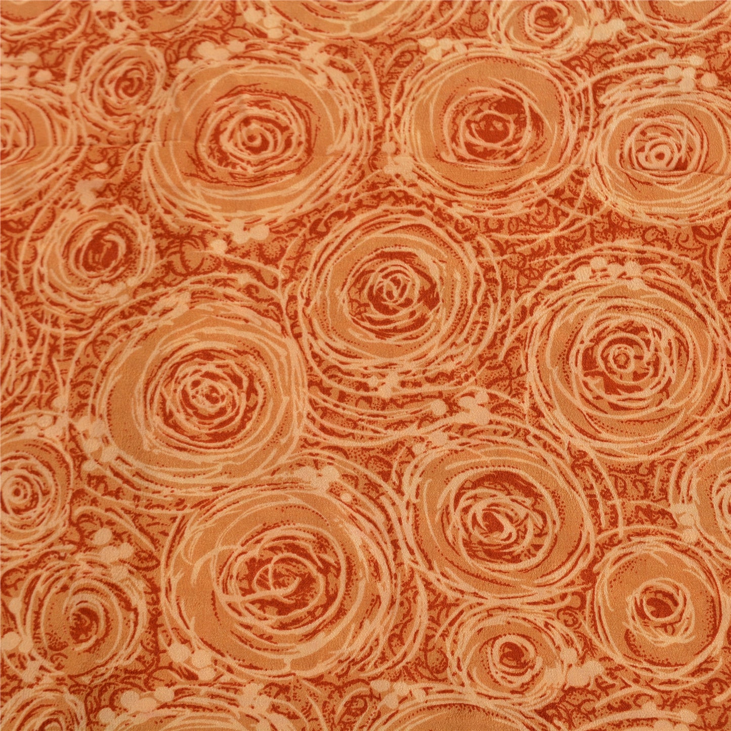 Sanskriti Vintage Sarees Indian Brown Pure Crepe Silk Printed Sari Craft Sustainable Fabric