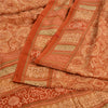 Sanskriti Vintage Sarees Indian Brown Pure Crepe Silk Printed Sari Craft Sustainable Fabric