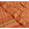 Sanskriti Vintage Sarees Indian Brown Pure Crepe Silk Printed Sari Craft Sustainable Fabric