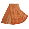 Sanskriti Vintage Sarees Indian Brown Pure Crepe Silk Printed Sari Craft Sustainable Fabric