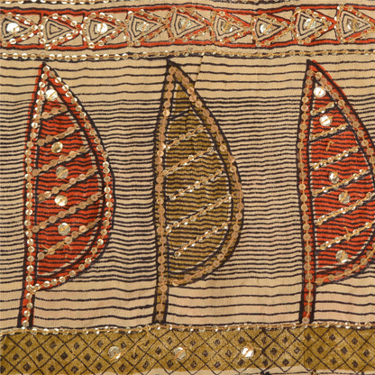 Санскритские винтажные сари из натурального чистого крепа с бисером ручной работы, сари из экологически чистой ткани