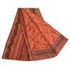 Sanskriti Vintage Sarees Rød/Gul Ren Crepe Silke Trykt Sari Håndværk Bæredygtigt Stoff