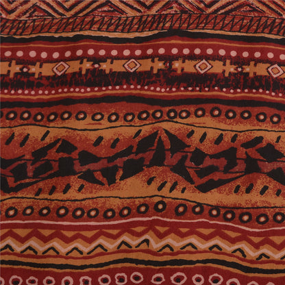 Sanskriti Vintage Sarees Rød/Gul Ren Crepe Silke Trykt Sari Håndværk Bæredygtigt Stoff