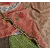Sanskriti Vintage Sarees Hand Beaded Printed Woven Pure Crepe Sari Craft Sustainable Fabric