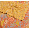 Sanskriti Vintage Sarees Indian Yellow Pure Crepe Silk Printed Sari Craft Sustainable Fabric