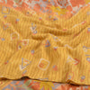 Sanskriti Vintage Sarees Indian Yellow Pure Crepe Silk Printed Sari Craft Sustainable Fabric