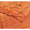 Sanskriti Vintage Sarees Orange 100% Pure Crepe Silk Printed Sari Craft Sustainable Fabric