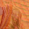 Sanskriti Vintage Sarees Orange 100% Pure Crepe Silk Printed Sari Craft Sustainable Fabric
