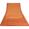 Sanskriti Vintage Sarees Orange 100% Pure Crepe Silk Printed Sari Craft Sustainable Fabric