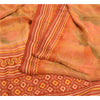 Sanskriti Vintage Sarees Orange 100% Pure Crepe Silk Printed Sari Craft Sustainable Fabric
