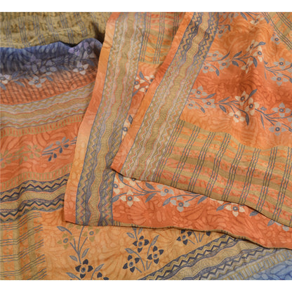 Sanskriti Vintage Sarees Multi 100% Pure Crepe Silk Printed Sari Craft Sustainable Fabric