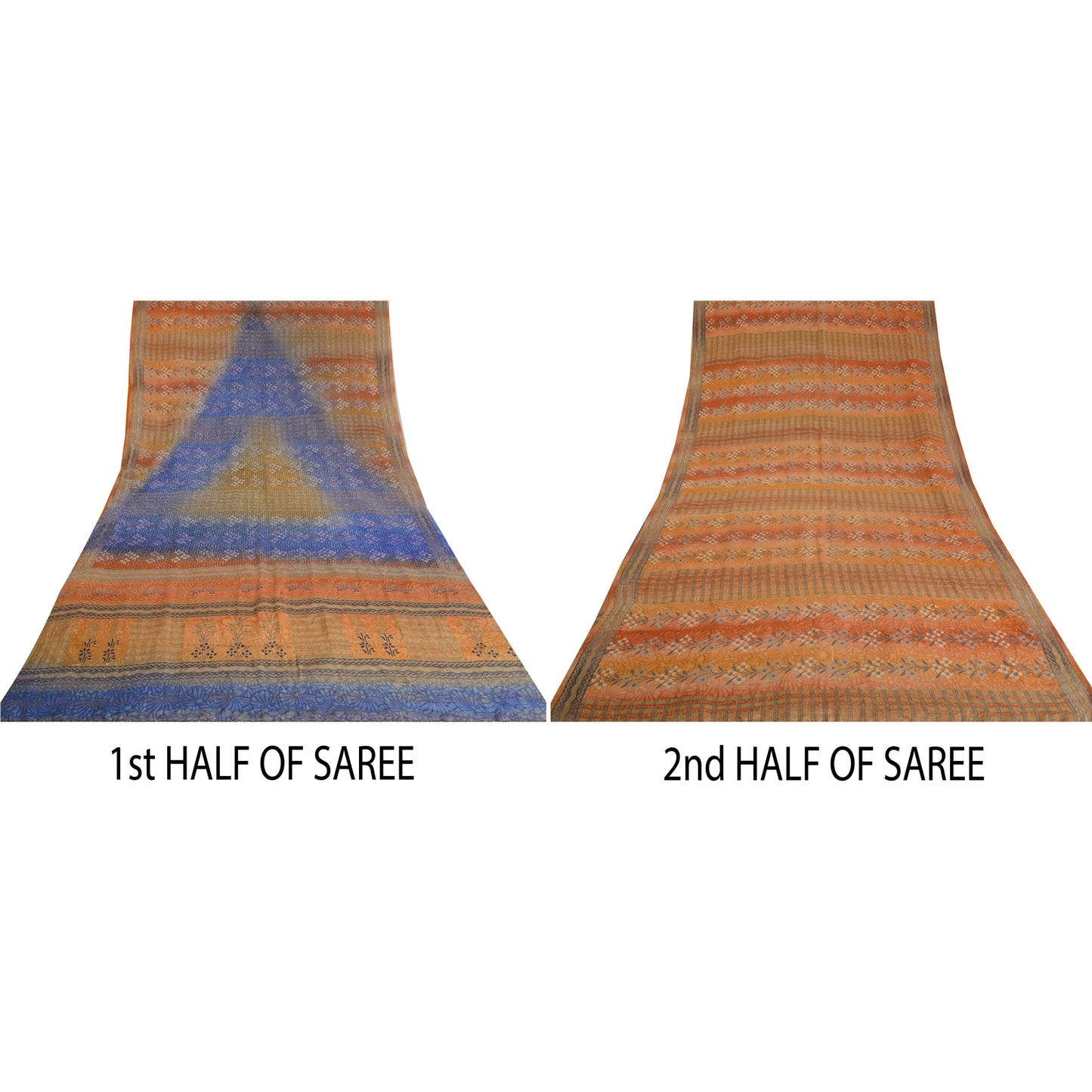 Sanskriti Vintage Sarees Multi 100% Pure Crepe Silk Printed Sari Craft Sustainable Fabric