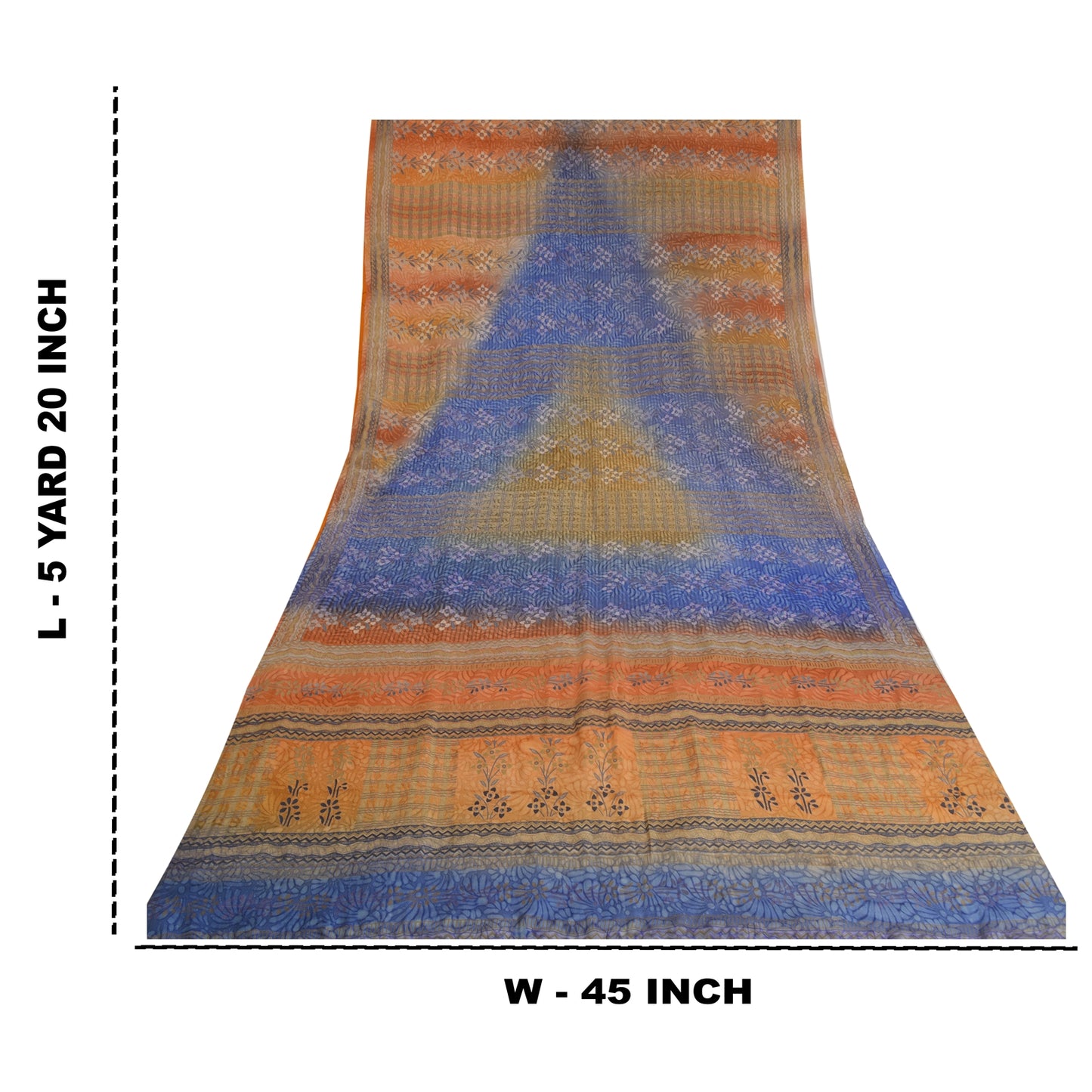 Sanskriti Vintage Sarees Multi 100% Pure Crepe Silk Printed Sari Craft Sustainable Fabric