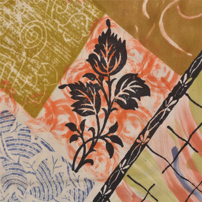 Sanskriti Vintage Sarees Multi 100% Pure Crepe Silk Printed Sari Craft Sustainable Fabric