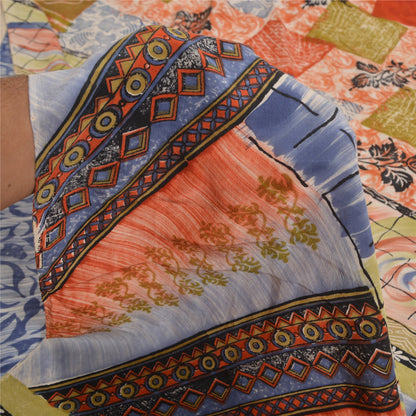 Sanskriti Vintage Sarees Multi 100% Pure Crepe Silk Printed Sari Craft Sustainable Fabric