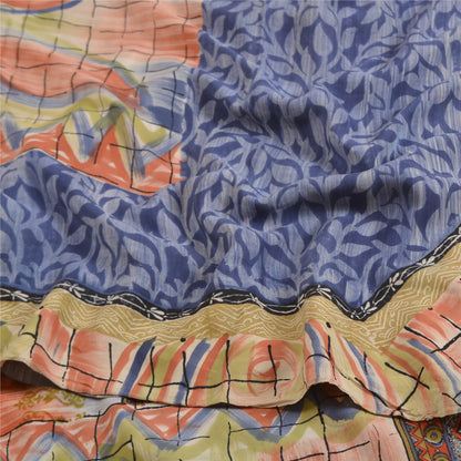 Sanskriti Vintage Sarees Multi 100% Pure Crepe Silk Printed Sari Craft Sustainable Fabric