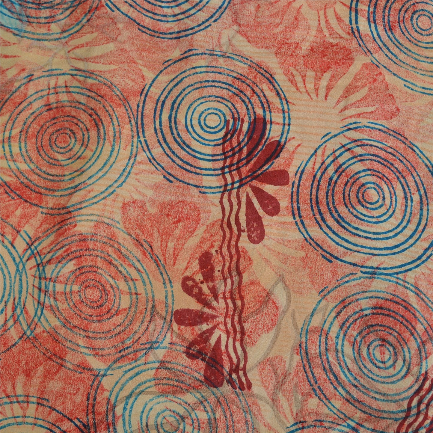 Sanskriti Vintage Sarees Multi 100% Pure Crepe Silk Printed Sari Craft Sustainable Fabric