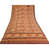 Sanskriti Vintage Sarees Peach Embroidered Pure Crepe Silk Printed Sari Sustainable Fabric