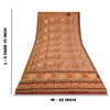 Sanskriti Vintage Sarees Peach Embroidered Pure Crepe Silk Printed Sari Sustainable Fabric