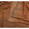 Sanskriti Vintage Sarees Brown 100% Pure Crepe Silk Printed Sari Craft Sustainable Fabric