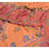 Sanskriti Vintage Sarees Fersken/Pink Ren Crepe Silke Trykt Sari Håndværk Bæredygtigt Stoff