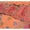 Sanskriti Vintage Sarees Fersken/Pink Ren Crepe Silke Trykt Sari Håndværk Bæredygtigt Stoff