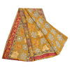 Sanskriti Vintage Sarees Saffron Embroidered Pure Crepe Silk Print Sari Sustainable Fabric