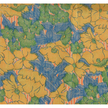 Sanskriti Vintage Sarees Multi 100% Pure Crepe Silk Printed Sari Craft Sustainable Fabric