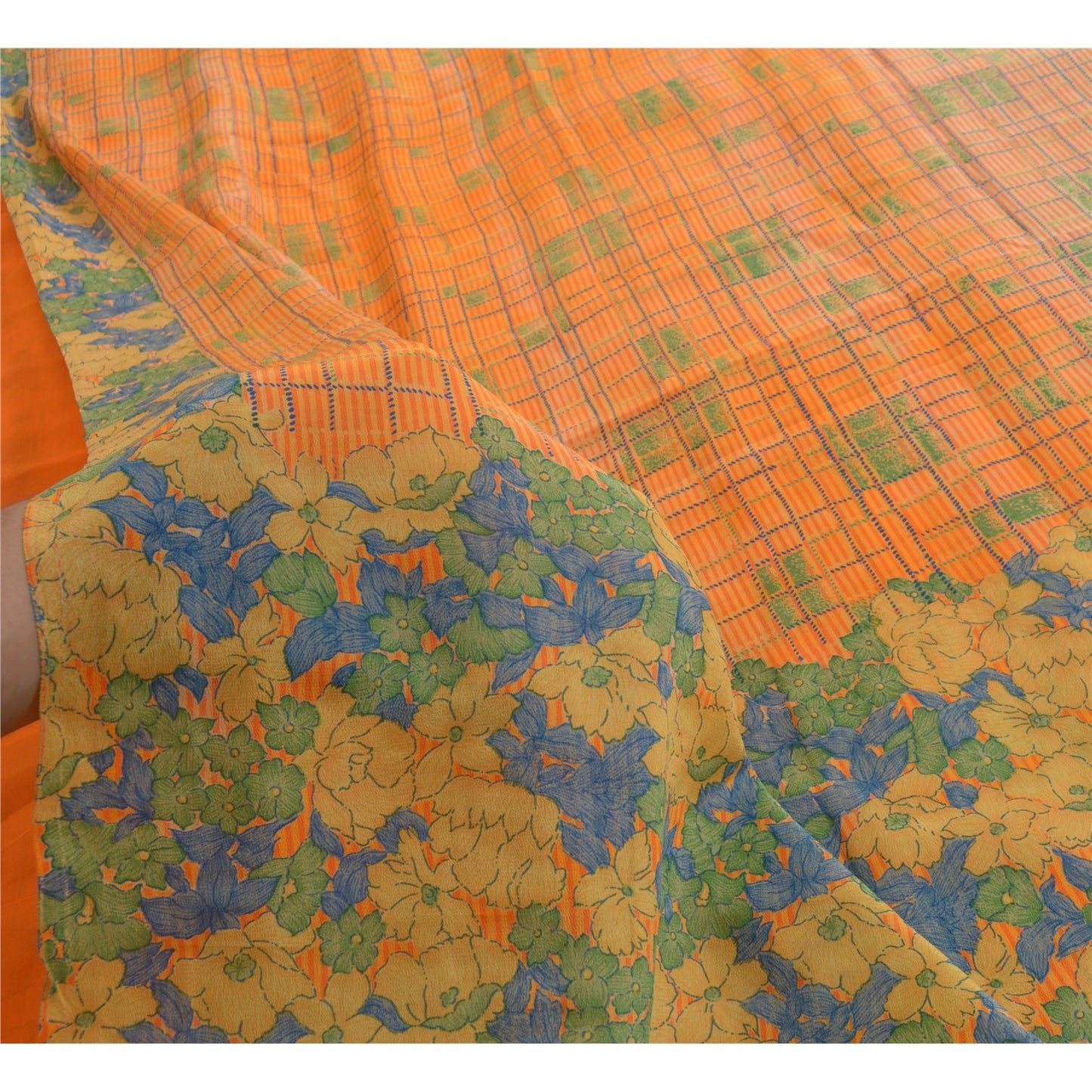 Sanskriti Vintage Sarees Multi 100% Pure Crepe Silk Printed Sari Craft Sustainable Fabric
