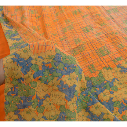 Sanskriti Vintage Sarees Multi 100% Pure Crepe Silk Printed Sari Craft Sustainable Fabric