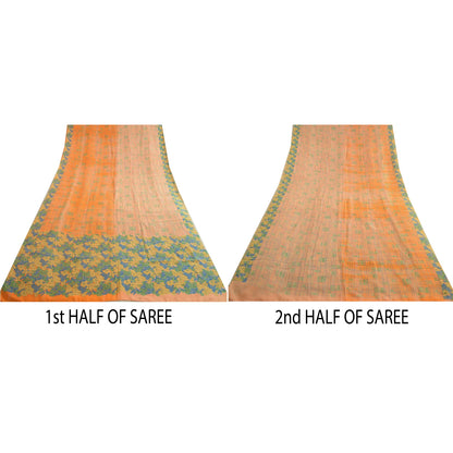 Sanskriti Vintage Sarees Multi 100% Pure Crepe Silk Printed Sari Craft Sustainable Fabric