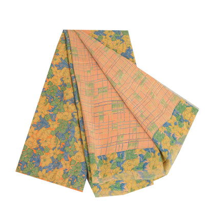Sanskriti Vintage Sarees Multi 100% Pure Crepe Silk Printed Sari Craft Sustainable Fabric