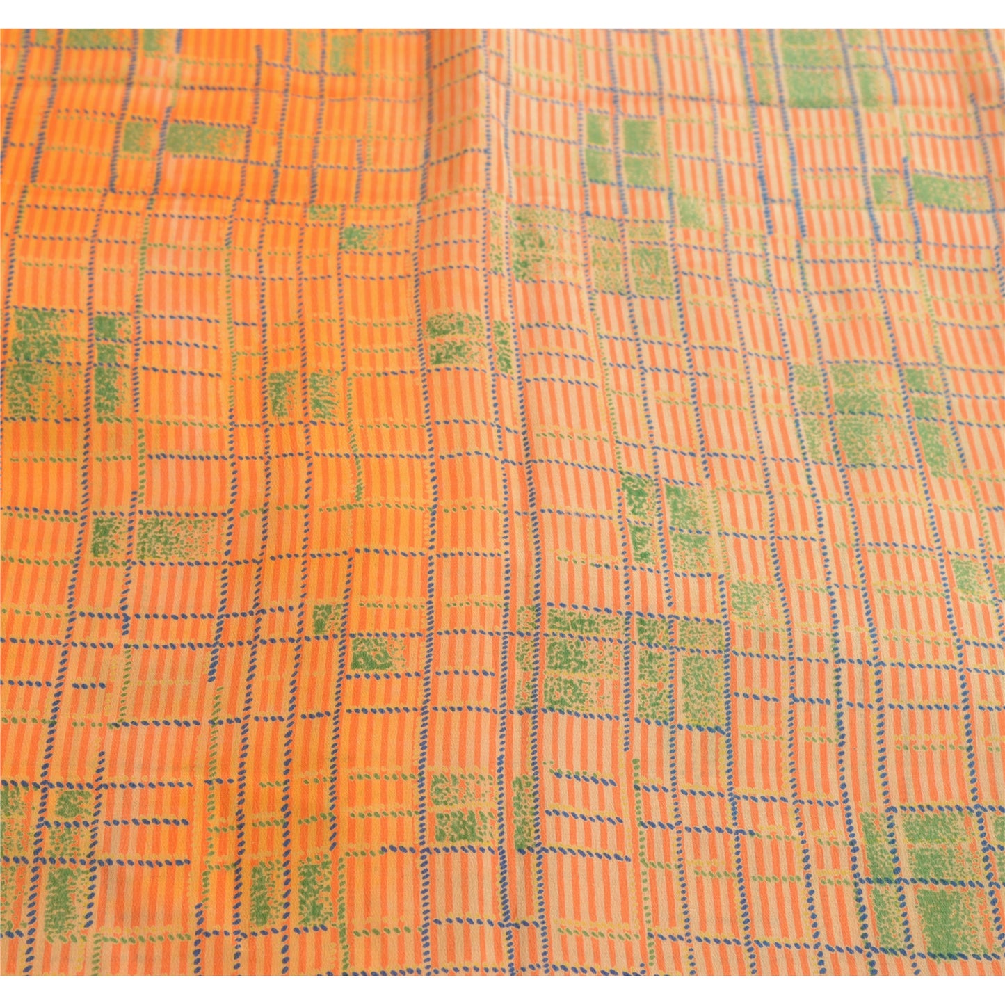 Sanskriti Vintage Sarees Multi 100% Pure Crepe Silk Printed Sari Craft Sustainable Fabric