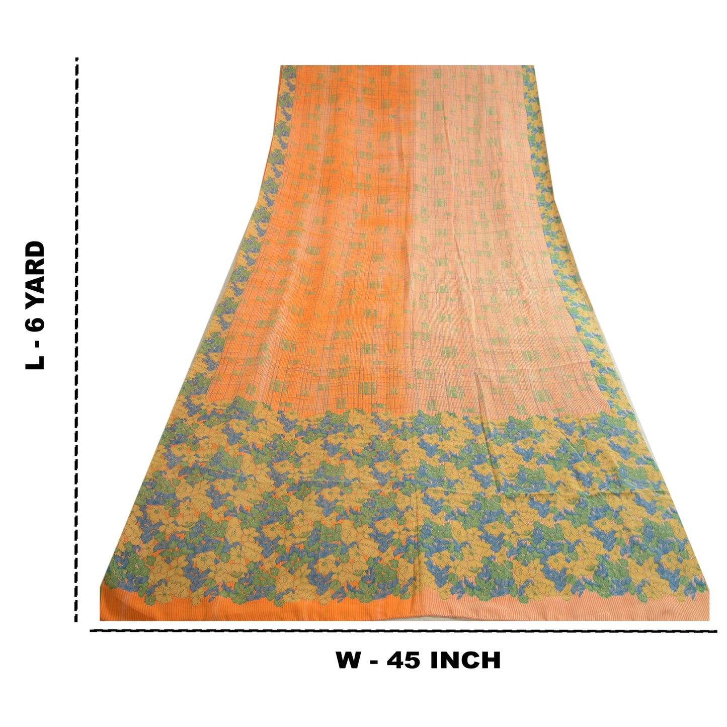 Sanskriti Vintage Sarees Multi 100% Pure Crepe Silk Printed Sari Craft Sustainable Fabric