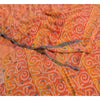 Sanskriti Vintage Sarees Indian Orange Pure Crepe Silk Printed Sari Craft Sustainable Fabric