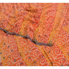 Sanskriti Vintage Sarees Indian Orange Pure Crepe Silk Printed Sari Craft Sustainable Fabric