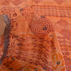 Sanskriti Vintage Sarees Indian Orange Pure Crepe Silk Printed Sari Craft Sustainable Fabric