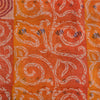 Sanskriti Vintage Sarees Indian Orange Pure Crepe Silk Printed Sari Craft Sustainable Fabric