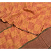 Sanskriti Vintage Sarees Orange/Yellow Pure Crepe Silk Printed Sari Craft Sustainable Fabric