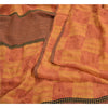 Sanskriti Vintage Sarees Orange/Yellow Pure Crepe Silk Printed Sari Craft Sustainable Fabric