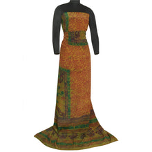 Load image into Gallery viewer, Sanskriti Vintage Sarees Mustard Hand Block Printed Pure Crepe Silk Sari Fabric
