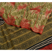 Load image into Gallery viewer, Sanskriti Vintage Sarees Green/Red Pure Crepe Silk Printed Sari 5yd Craft Fabric
