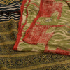 Сари Sanskriti Vintage, зеленое/красное, чистый креп-шелк, напечатанное сари, 5 ярдов, ткань для рукоделия, устойчивая к истиранию