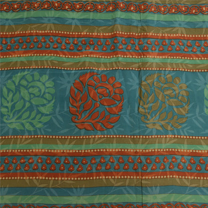 Sanskriti Vintage Sarees Indian Multi Pure Crepe Silk Printed Sari Craft Sustainable Fabric