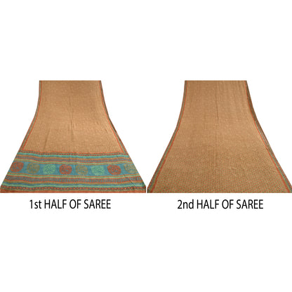 Sanskriti Vintage Sarees Indian Multi Pure Crepe Silk Printed Sari Craft Sustainable Fabric