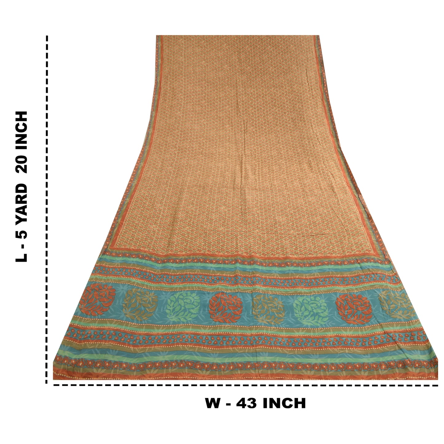 Sanskriti Vintage Sarees Indian Multi Pure Crepe Silk Printed Sari Craft Sustainable Fabric