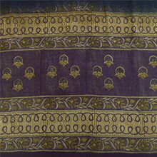 Load image into Gallery viewer, Sanskriti Vintage Sarees Indian Cream Pure Crepe Silk Printed Sari Craft Fabric
